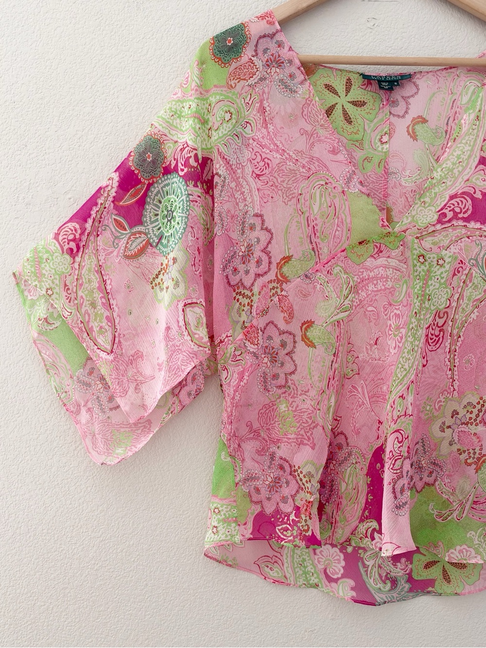 Ralph Lauren Vintage Paisley Ruffle Silk Skirt Top Set XL Pink Asymmetric Fairy - Picture 6 of 12